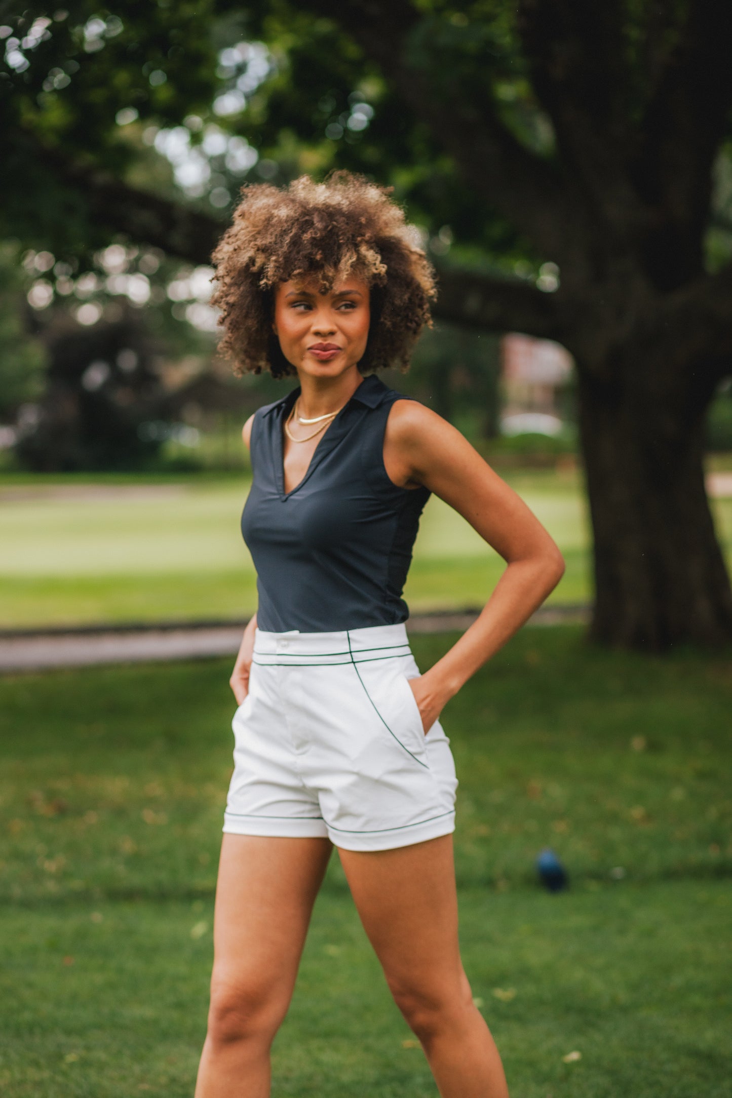 women's 4-way stretch, high waist golf shorts. tennis shorts for women. women's athletic shorts.